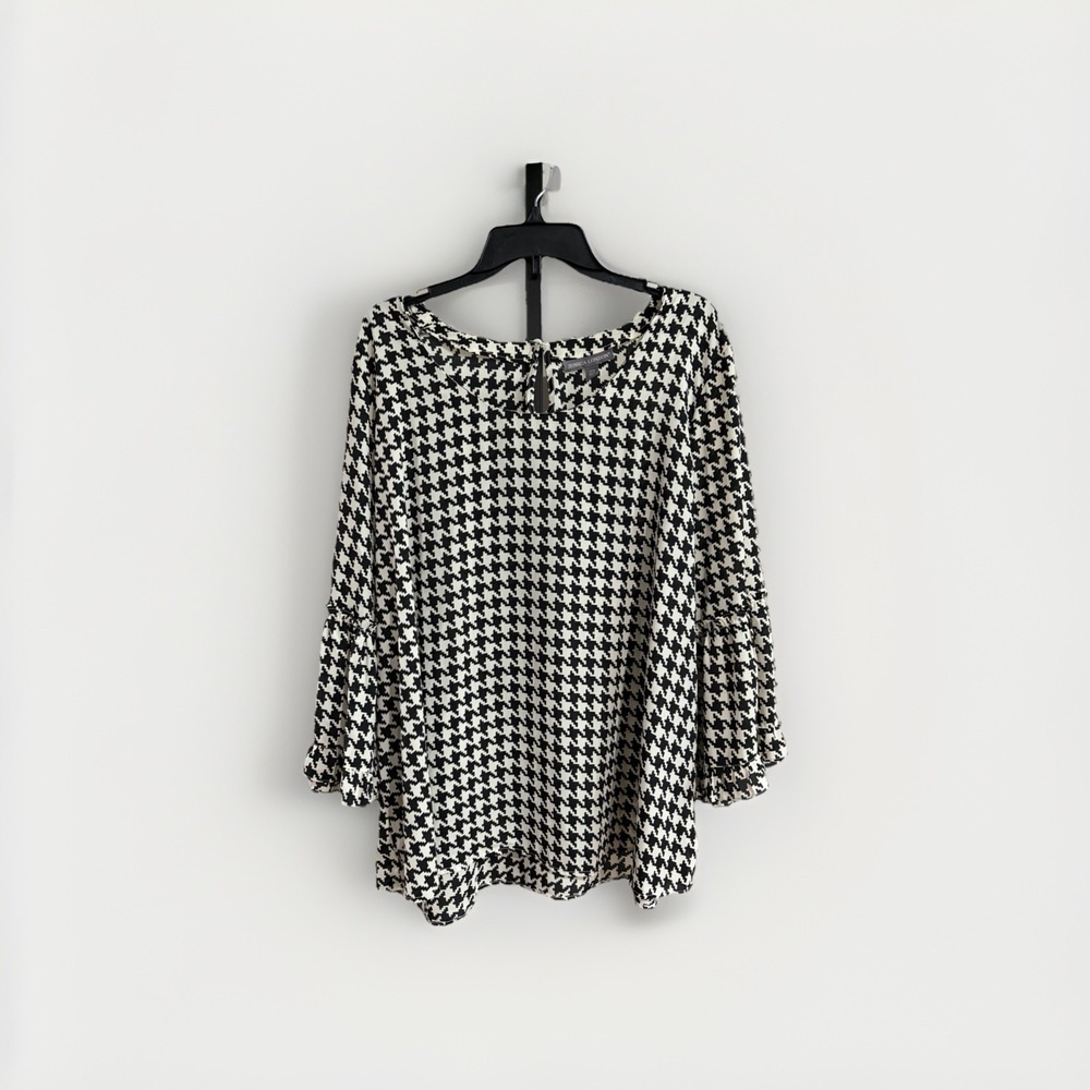 Jessica London womens blouse shirt top black white plus 22W EUC designer P55